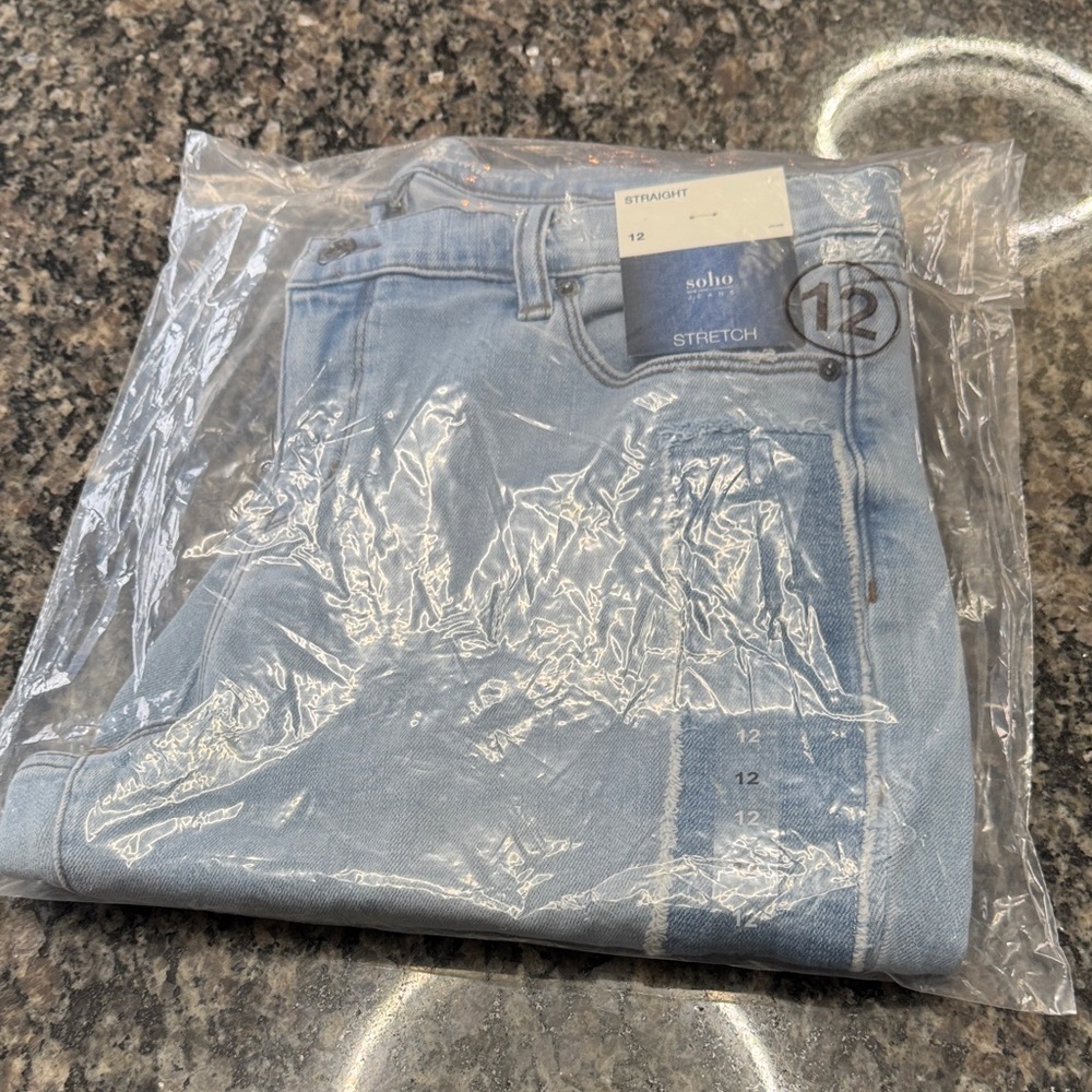 Soho Stretchy patchwork distressed hem Jeans NWT 12 - Picture 16 of 16